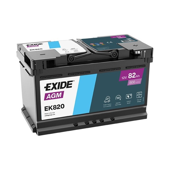 EXIDE Startovací baterie AGM Start-Stop 12 V, 82 Ah EK820